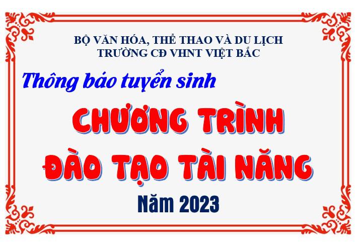 Thông báo tuyển sinh đào tạo tài năng trình độ trung cấp năm 2023
