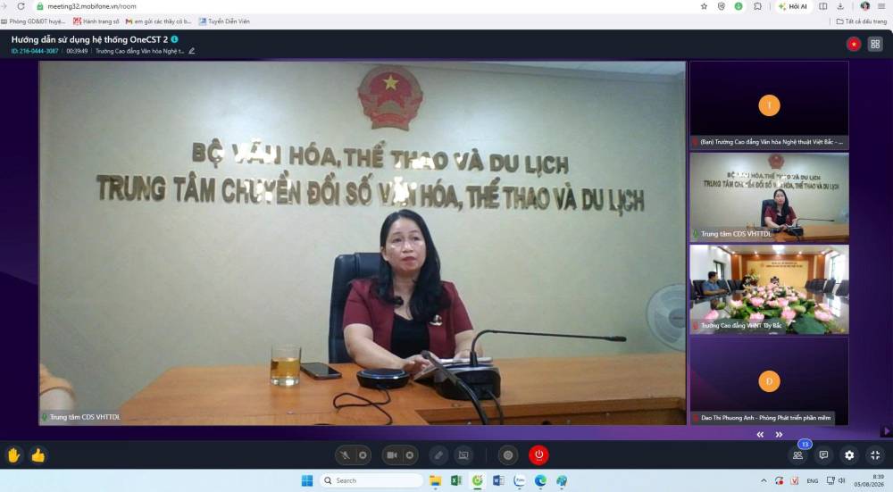 Trường Cao đẳng Văn hóa Nghệ thuật Việt Bắc tham gia tập huấn sử dụng Hệ thống OneCST – Bàn làm việc số Bộ Văn hóa, Thể thao và Du lịch
