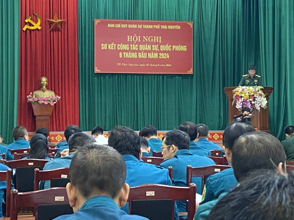 Trường CĐ VHNT Việt Bắc tham gia Hội nghị sơ kết công tác quân sự, quốc phòng 6 tháng đầu năm 2024