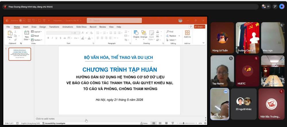 91 đơn vị trực thuộc Bộ VHNTTDL tham gia tập huấn hệ thống báo cáo Thanh tra Chính phủ